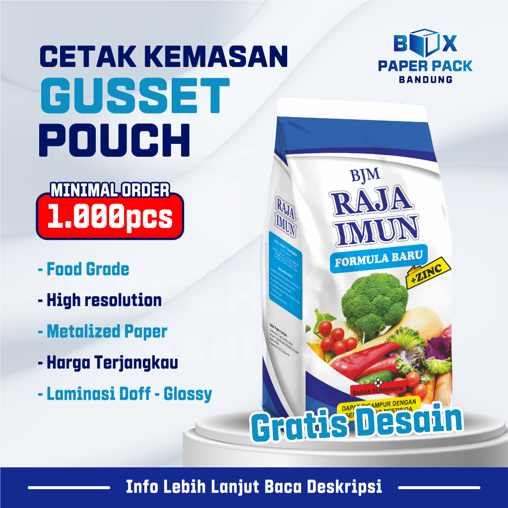 Gusset Full Colour Print Cetak Pouch Kemasan Packaging Kopi Pupuk Custom