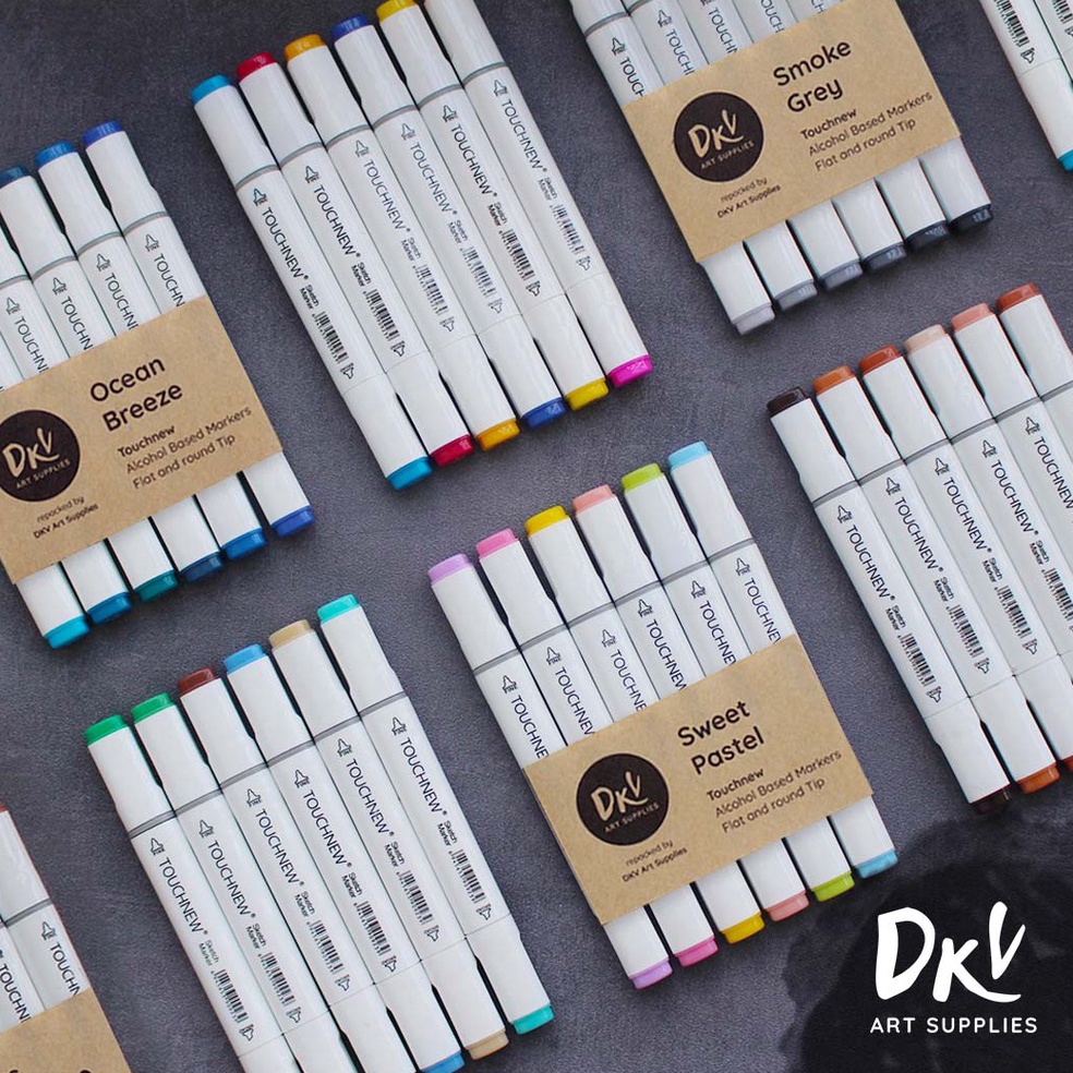 

KODE U53V Touchfive Touchnew Twin Marker Spidol 6 Warna Kulit Skin Pastel Earth Blue Grey Colors