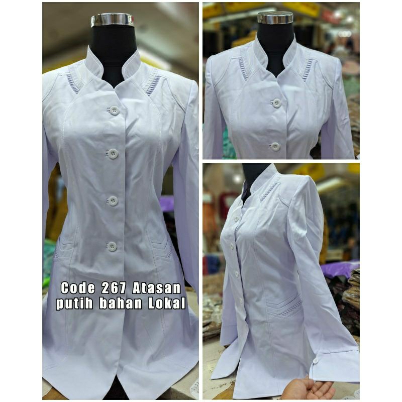Atasan Blazer Seragam kerja putih Atasan Sragam Kerja Wanita PNS ASN GURU