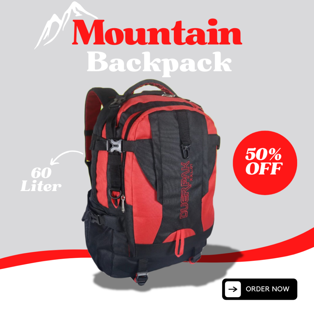 Duerpack Tas Ransel Jumbo 60 Liter Tas Pria Tas Punggung Semi Carrier Besar Tas Mudik Besar Tas Paka