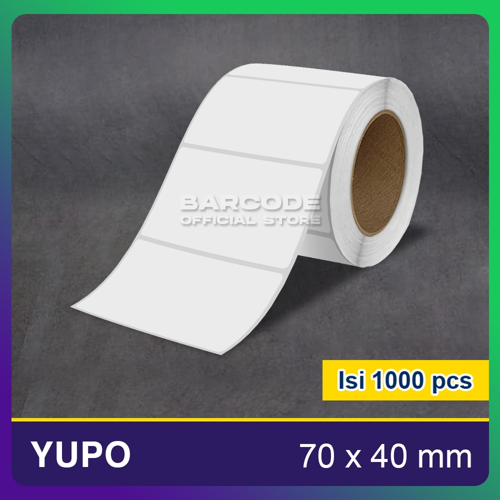 

Kertas Sticker Yupo 70x40mm Bahan Anti Air 70x40 mm Core 3inch Isi 1000 pcs
