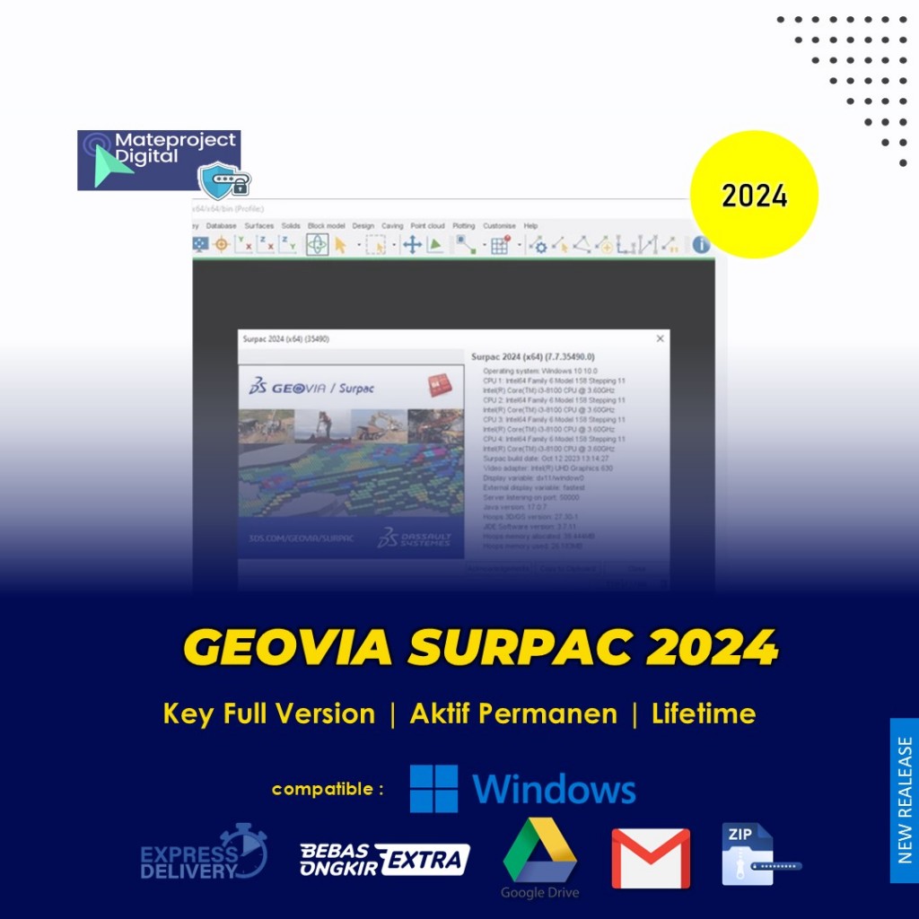 Geovia Surpac 2024 Full Version Software Dassault Systems Perencanaan Geologi dan Pertambangan Minin