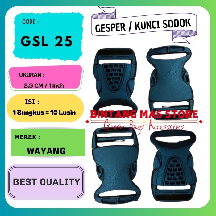 Kunci Sodok / Gesper Tas 2,5cm Hitam