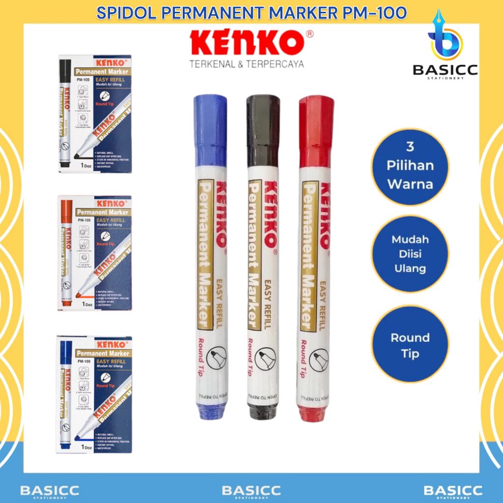 

Kenko Permanent Marker Spidol Permanen PM-100 | @1 Pcs