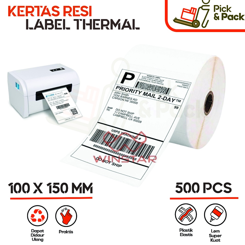

KODE B68I LABEL STICKER THERMAL 1 X 15 isi 5 pcs BARCODE 1X15 UKURAN A6 Kertas Resi Kertas Resi Thermal Kertas resi thermal 1 x 15 isi 5 pcs resi thermal winstar