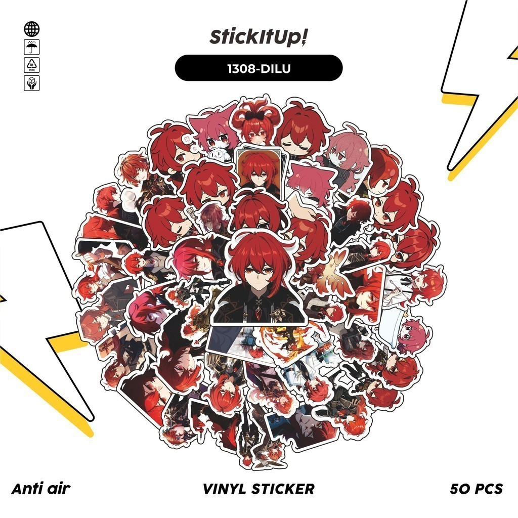 

COD✨ 100 Pcs Stiker Genshin Impact Diluc Q-1 Mini Diary Anti Air Untuk Dekorasi Notebook Sepeda Skateboard Handphone DIY