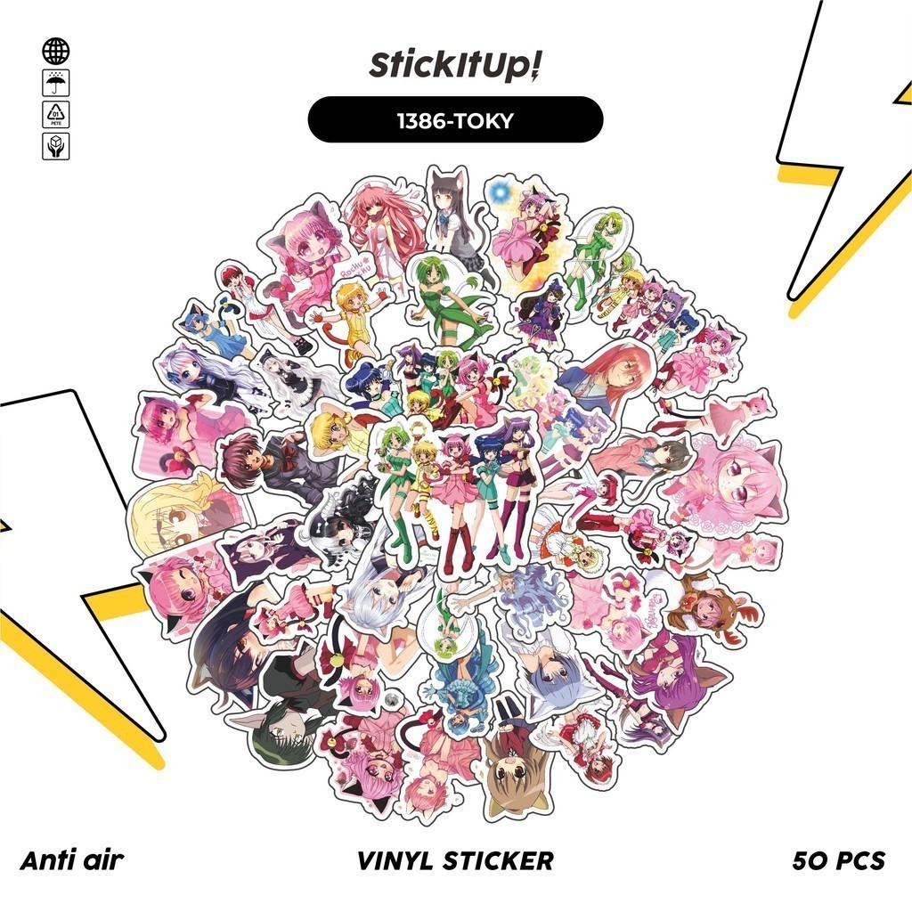 

COD✨ 100 Pcs Stiker Tokyo Mew Mew Lucu Anti Air Untuk Dekorasi Notebook Sepeda Skateboard Handphone DIY