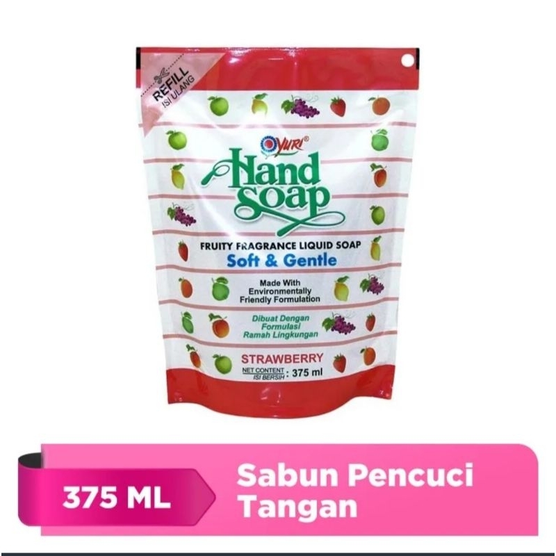 Yuri Handsoap Refill Stawberry Pouch 375ml