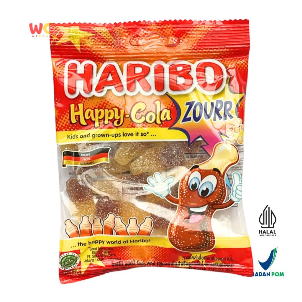 

HARIBO Happy Cola Zourr Gummy Candy 80g - Permen Gummy