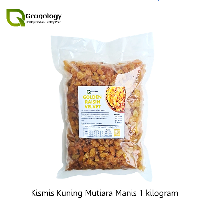 

Kismis Mutiara Manis / Kismis Kuning Mutiara / Golden Raisin Velvet (1 kilogram) by Granology