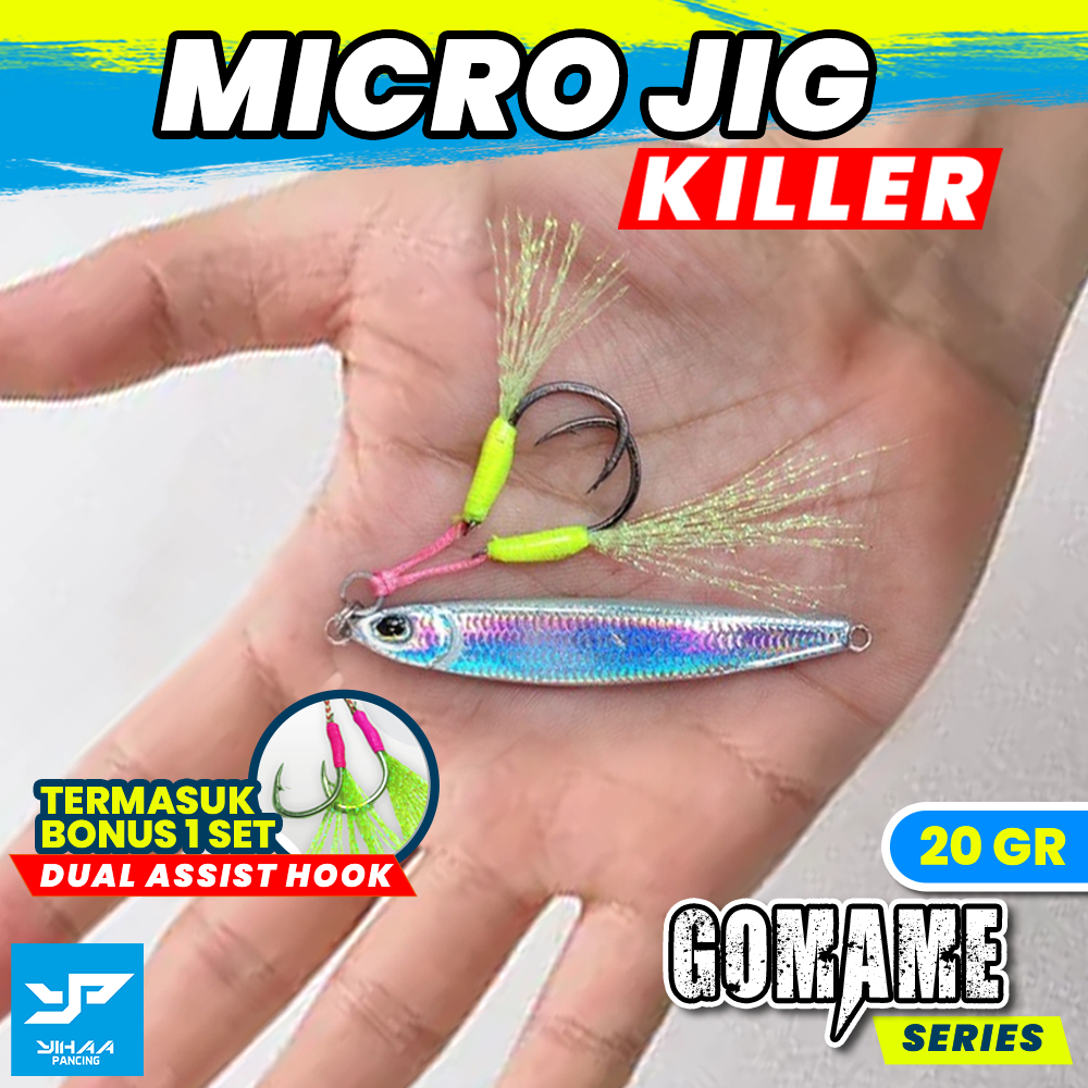 Micro Jig Kiler 20gr Mikro Metal Jig Umpan Pancing 20g Metal Jig 20 gram Double Set Assist Hooks