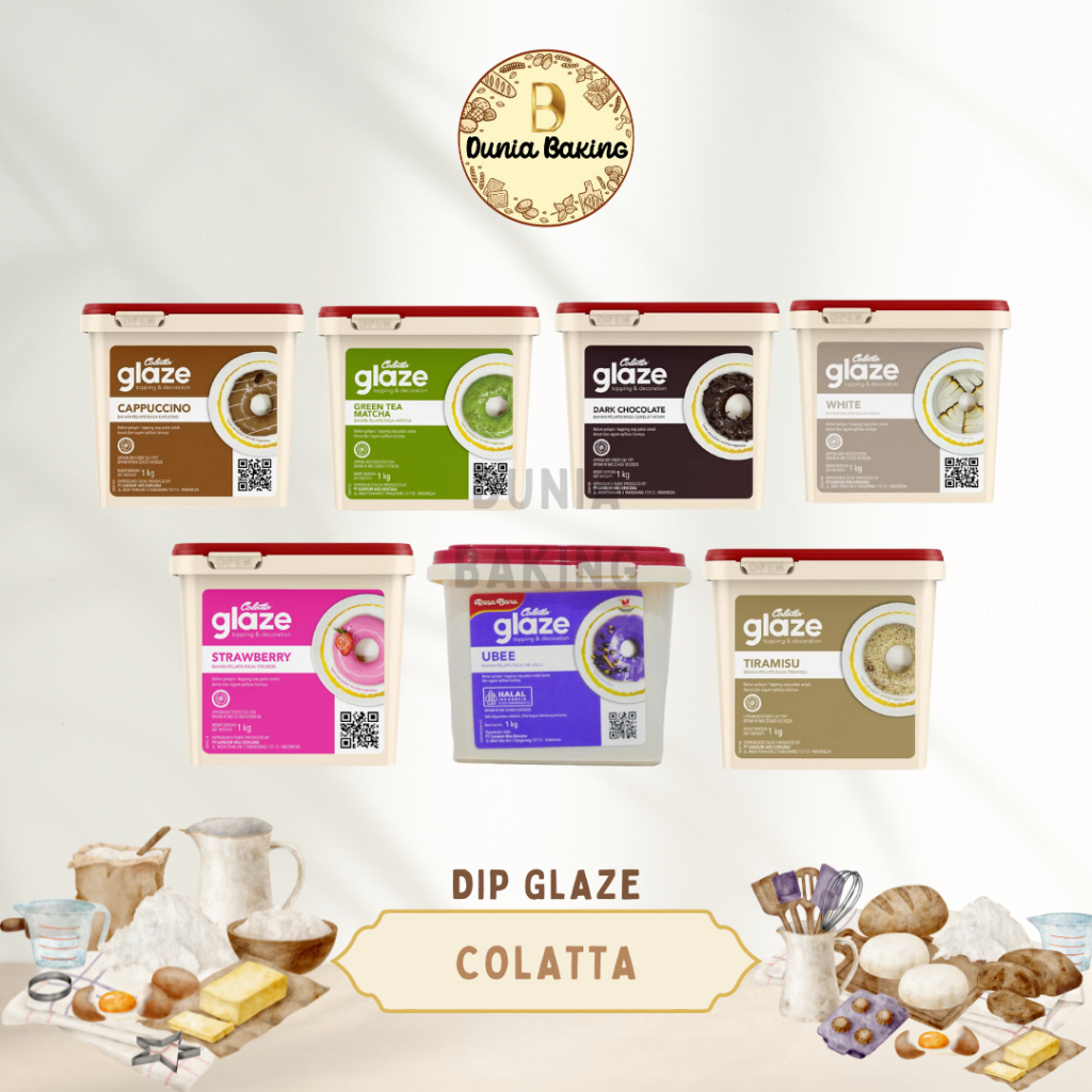 

Colatta Glaze 1kg (Capuccino, Dark Choco, Greentea, Tiramisu, White) | Glaze donat