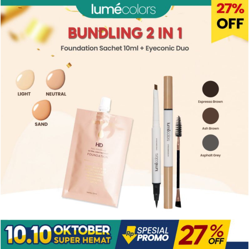 LUMECOLORS PAKET MURAH FOUNDATION SACHET DAN EYECONIC DUO