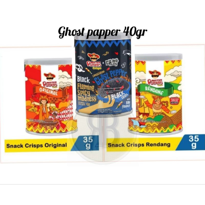 

Mister potato crips snack keripik kentang 35gr ghost papper original rendang