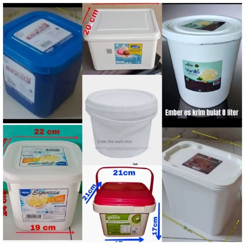 TERMURAH Aneka Macam Ember/Box bekas Ice Cream 8 Liter & Selai Coklat 5 kg + Tutup2Nya