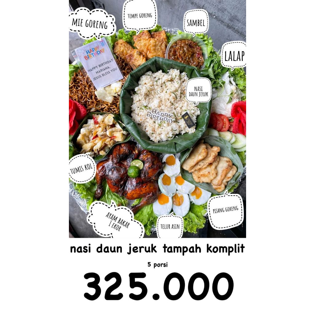 

Nasi Daun Jeruk Tampah Komplit - Paket Hampers - Ready Setiap Hari