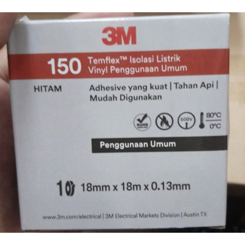 

Isolasi Listrik 3m 1258 Jr/Solasi Kabel 3 M Electric Tape Original Murah