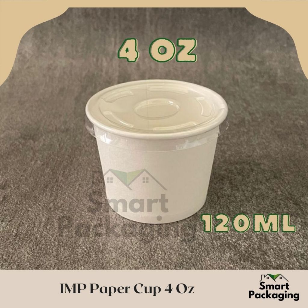 [ISI 50 PCS] IMP Paper Cup 4 Oz / Gelas Kertas Sekali Pakai Ukuran 120ml / Cup Tester Kecil Minuman 