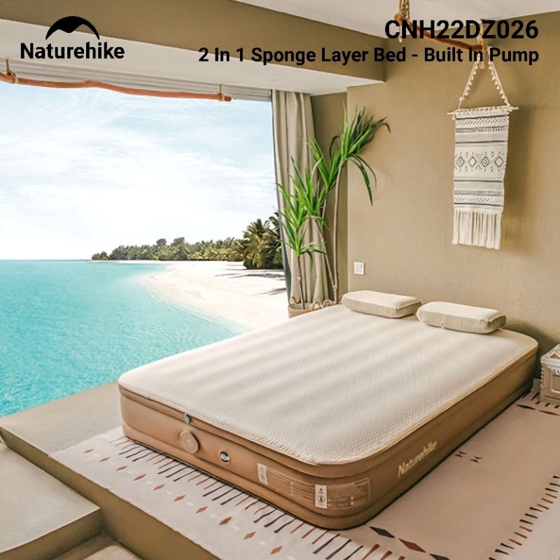 KASUR ANGIN LIPAT POMPA NATUREHIKE CNH22DZ026 2 IN 1 SPONGE BUILT IN AIR PUMP MATTRESS AIR BED CAMPI