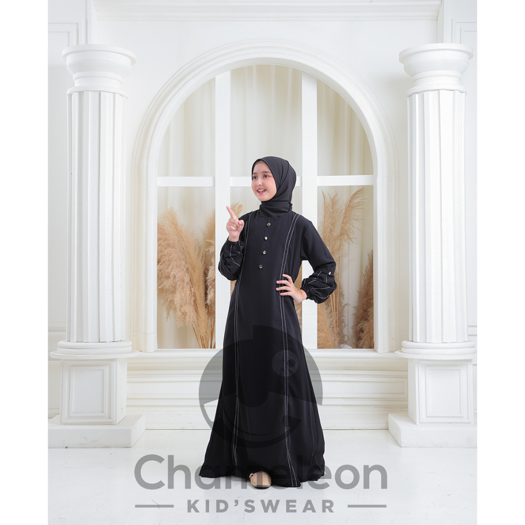 CHAMELEON - SAFIA Abaya turki anak tanggung usia 9-16thn - gamis anak remaja mewah benang timbul