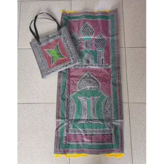 Sajadah tas bordiran pintu Aceh / sajadah traveling khas Aceh
