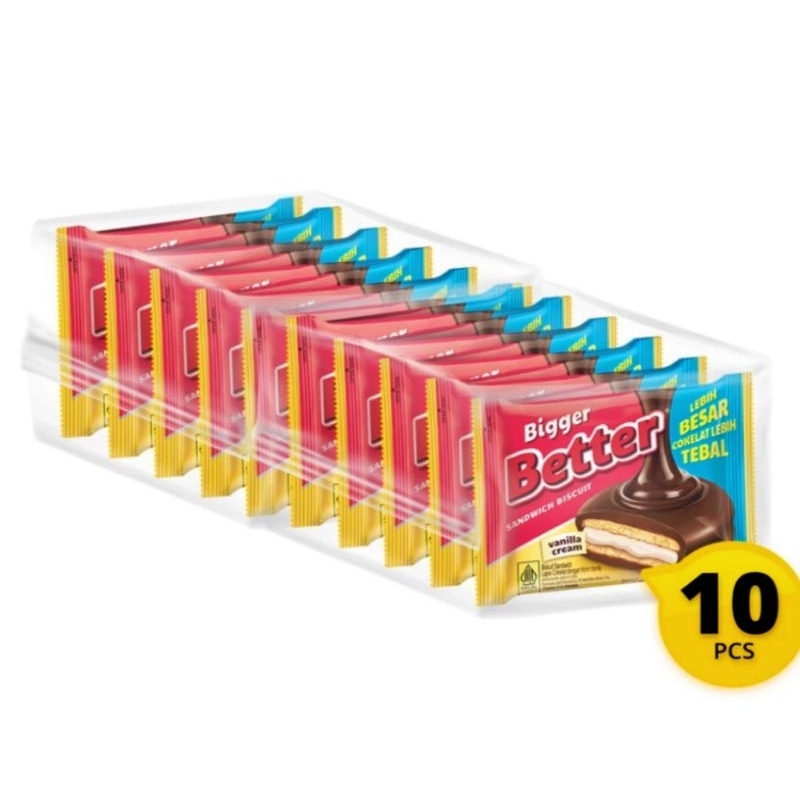 

Better SACHET isi 10 sandwich biskuit coklat vanila @ 27 gram
