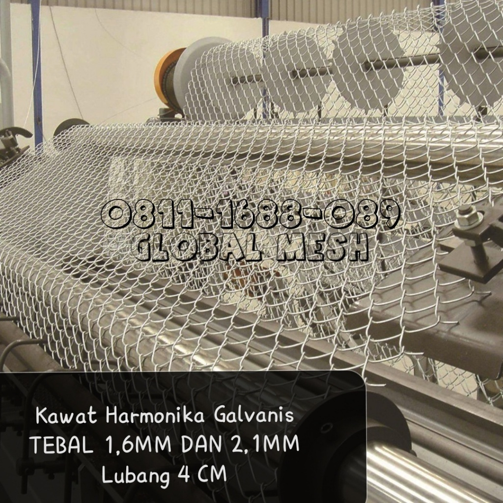 Kawat Pagar Harmonika Galvanis Tebal Kawat 1,6 mm dan 2,1mm Lubang 4 CM