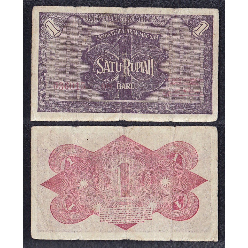 Uang kuno 1 rupiah tahun 1949 ORI-baru