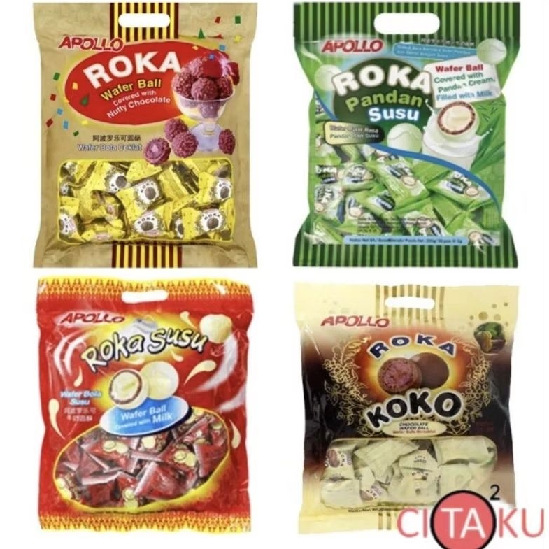 

APOLLO Roka Wafer Ball with Nutty Chocolate / Susu / Pandan Susu / Koko (isi 50pcs)