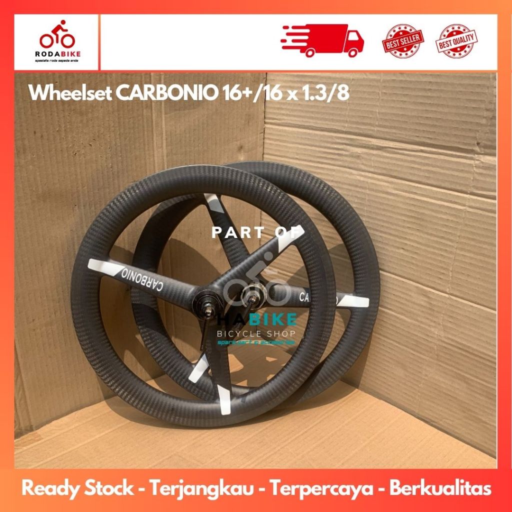 Wheelset CARBONIO 16+ 349 vbrake ubrake carbonio giorni Threespoke atau VELG SET CARBONIO Untuk Sepe