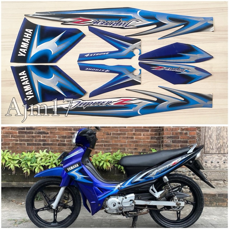 STIKER STRIPING MOTOR JUPITER Z BURHAN 2006 BIRU HITAM