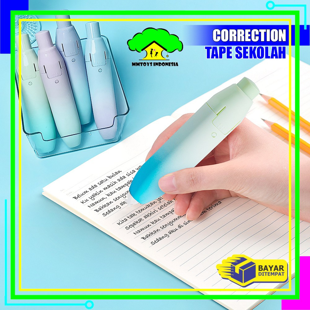 

MI-A97 Correction Tape Gradasi Warna Pastel Perlengkapan Sekolah Tip X Kertas Aesthetic / Tip Ex Roll Two Tone Model Cetek Pita Koreksi Multifungsi