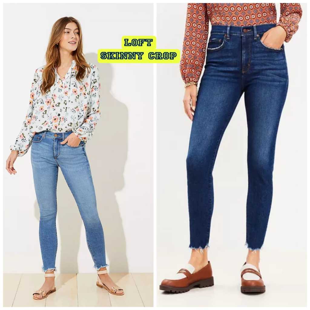 Celana LOFT Curvy Skinny Straight Crop boyfriend Pants