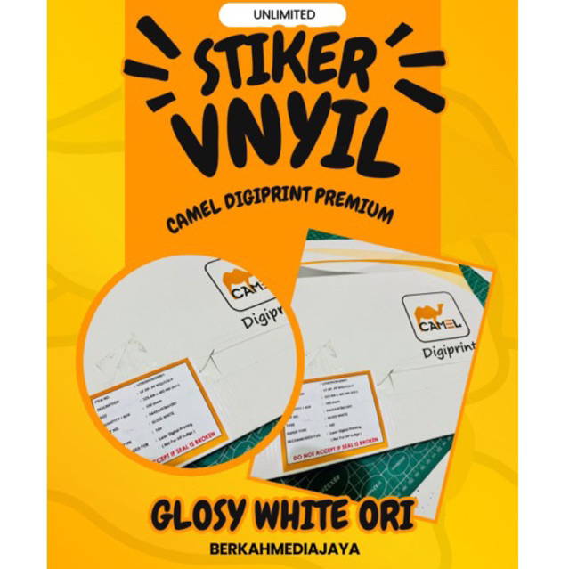 

BAHAN STIKER VNYIL PREMIUM GLOSY WHITE CAMEL DIGIPRINT