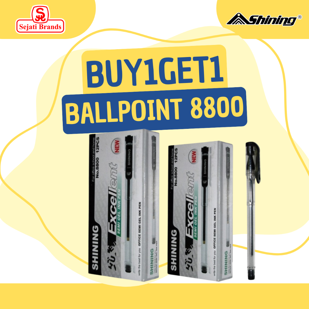 

BUY 1 GET 1 Shining Ballpoint 8800 Hitam/ Pulpen Murah 2 Lusin