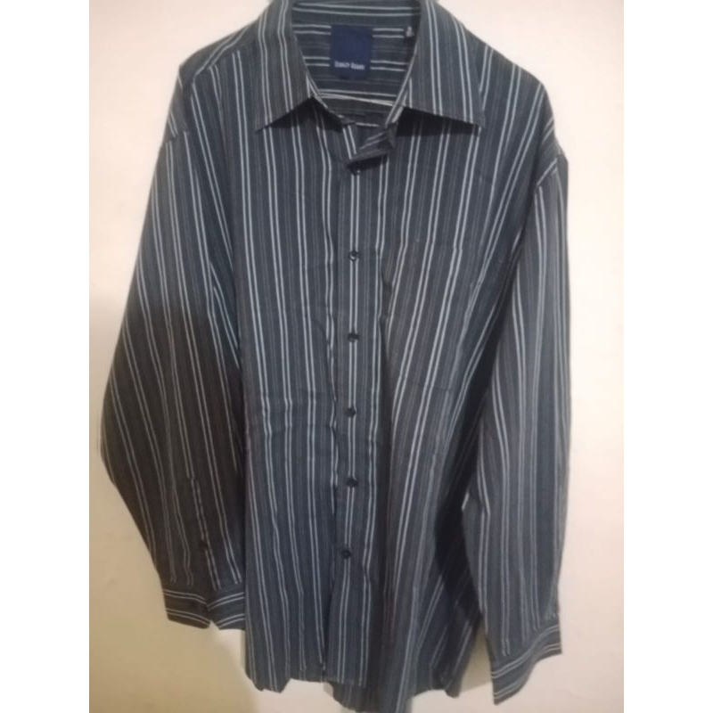 kemeja pria hitam garis besar jumbo