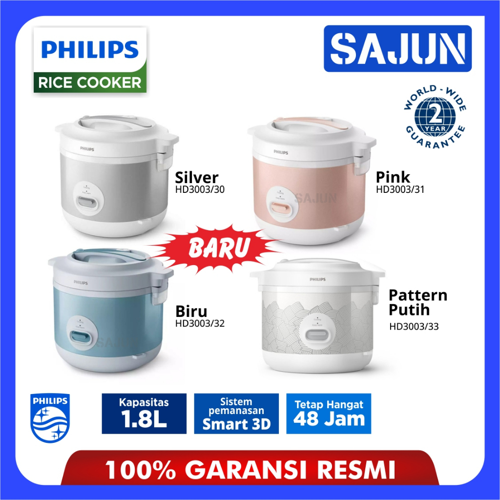 READY Philips Rice Cooker 1.8 Liter 3 In 1 Garansi Resmi
