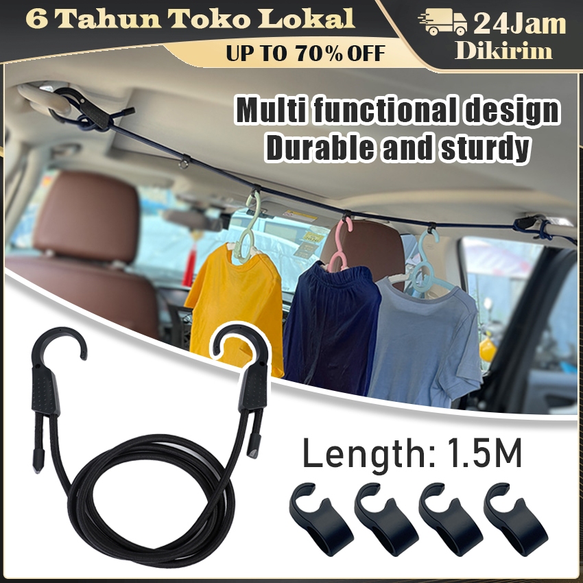 Tali Pengikat Bagasi / Tali Jemuran Mobil Luar Ruangan Teleskopik Dan Dapat Disesuaikan / Tali Jemur