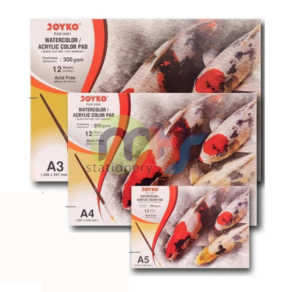 

Joyko Watercolor Pad Buku Gambar Cat Air Akrilik 300 gsm 12 Sheets PAD-1999 PAD-2000 PAD-2001