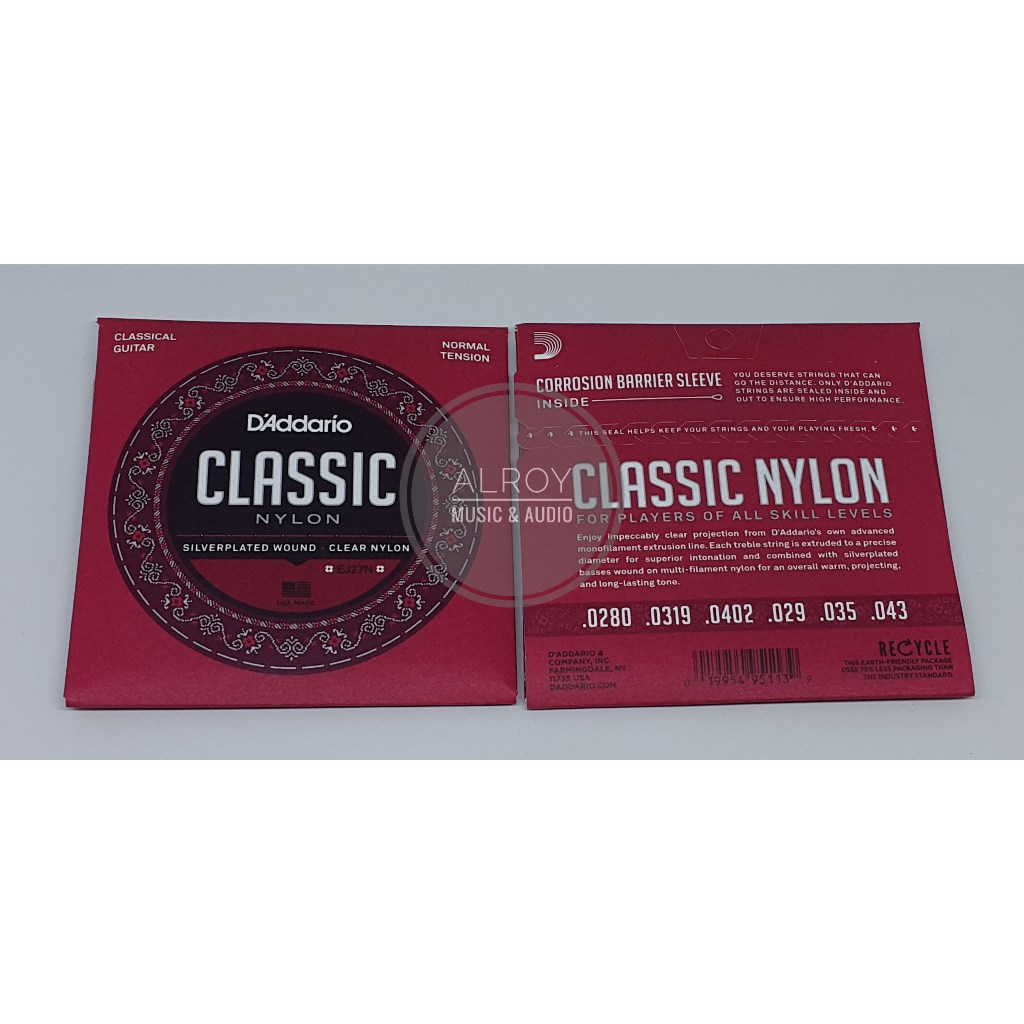 Senar Gitar Classic Nylon D' Addario EJ27N (Original)