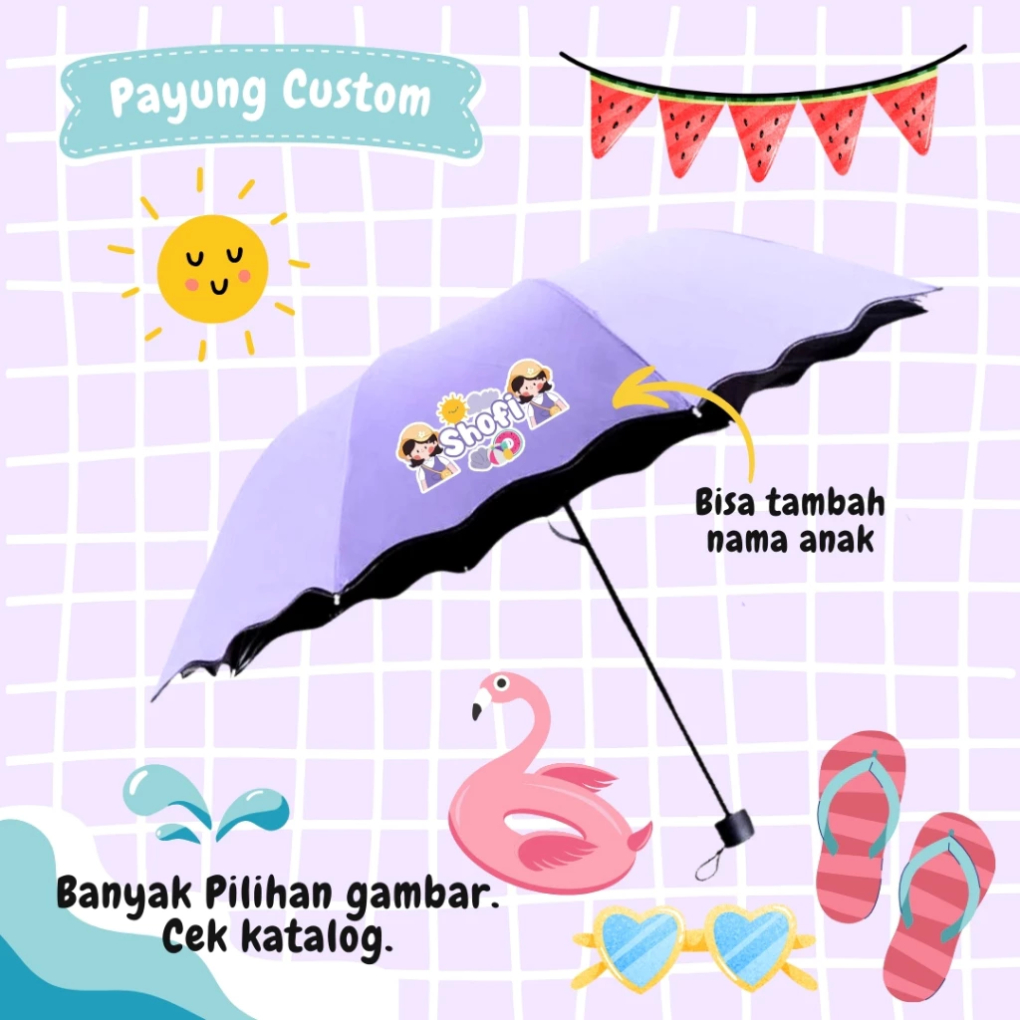 PAYUNG CUSTOM NAMA FOTO DAN KARAKTER ANAK