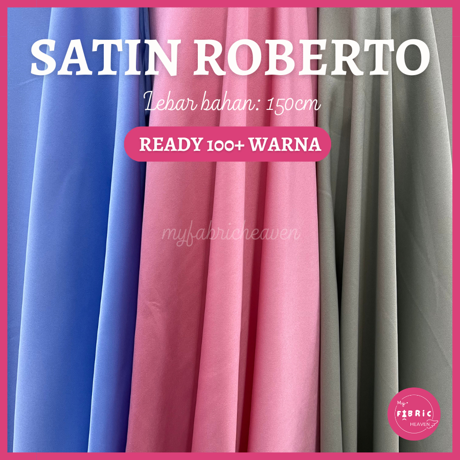 ½ meter Kain Satin Roberto Original / Saten Roberto Cavali Polos | Kain Bridesmaid Meteran Super Gra