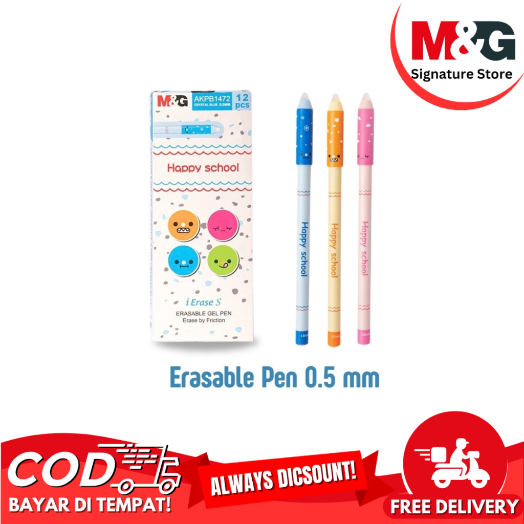 

Pulpen Bisa dihapus M&G Erasable Gel Pen M&G Happy School 0.5 MM Tinta Hitam #AKPB14S9 - Satuan
