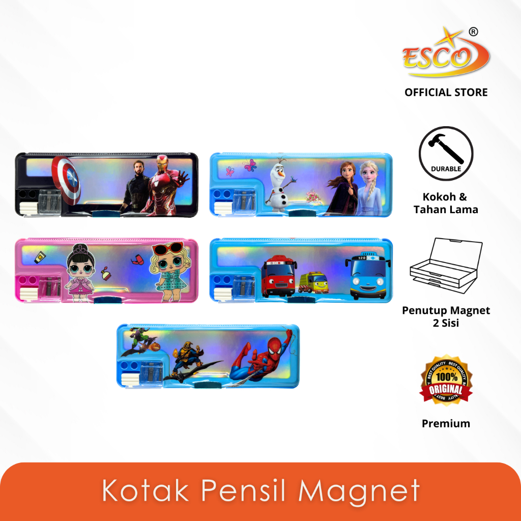 

ESCO Kotak Pensil Magnet Hologram 2 Sisi / Magnet Hologram Pencil Case PC-XU-0034