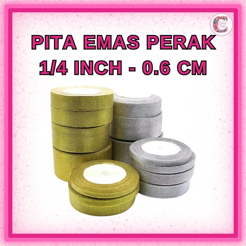 

Pita Emas Perak 1/4 Inch (0,6 Cm) // Pita Glitter