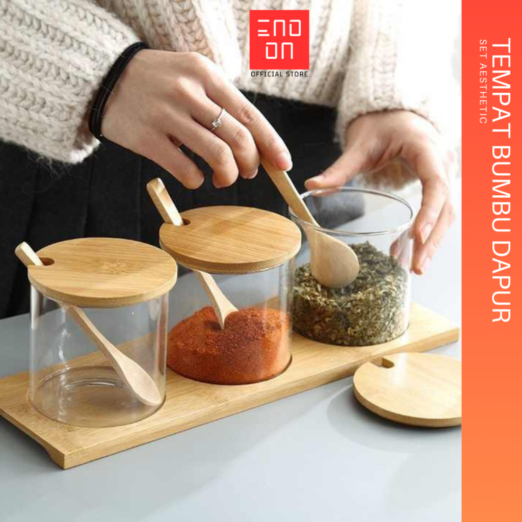 Tempat Bumbu Dapur Set Estetik Rak Bumbu Dapur Serbaguna Tempat Kopi Gula Teh Set