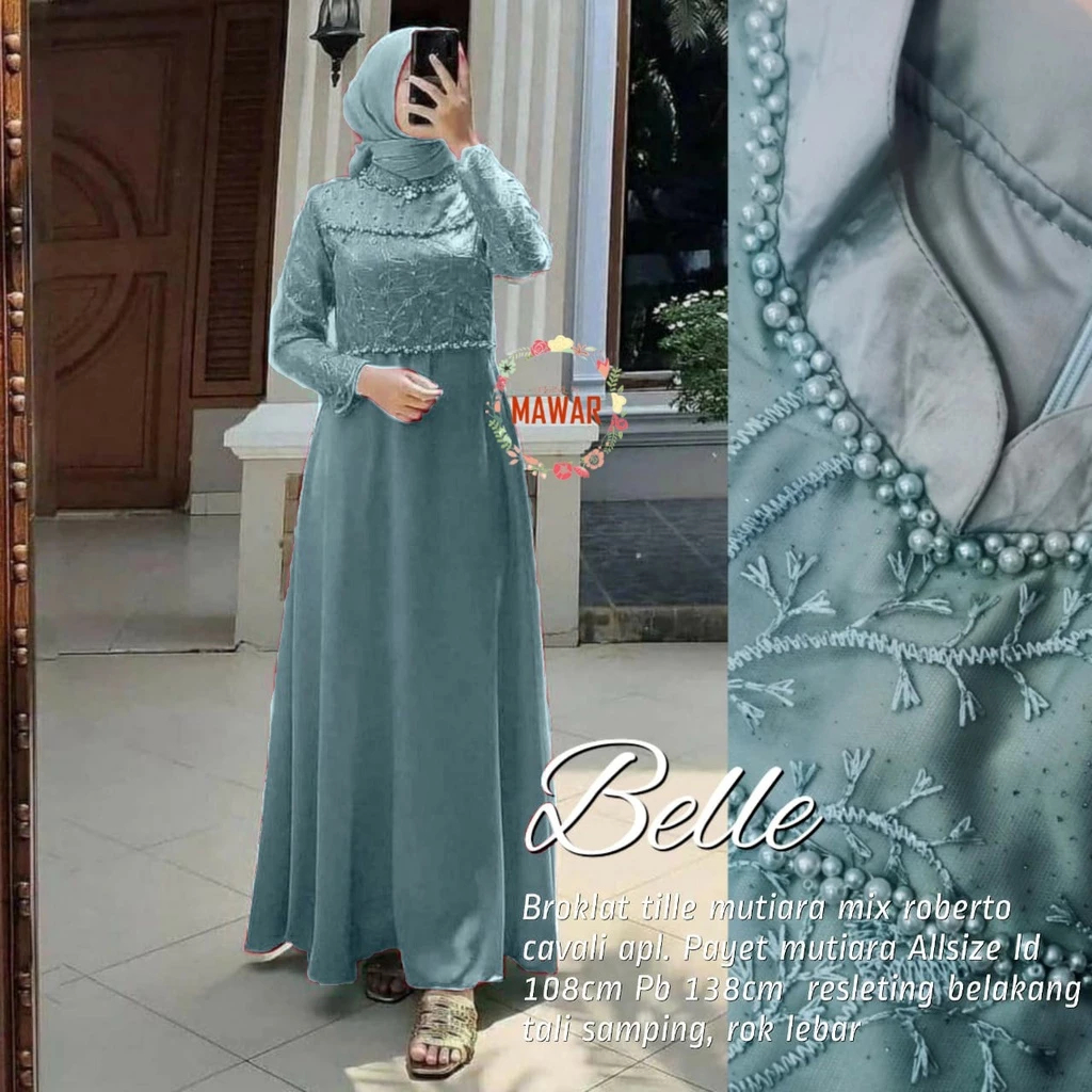 COD - GAMIS TIARA DRESS MAXY VELVET MIX BROKAT TILE MUTIARA FASHION MUSLIM WANITA GAUN PESTA MEWAH