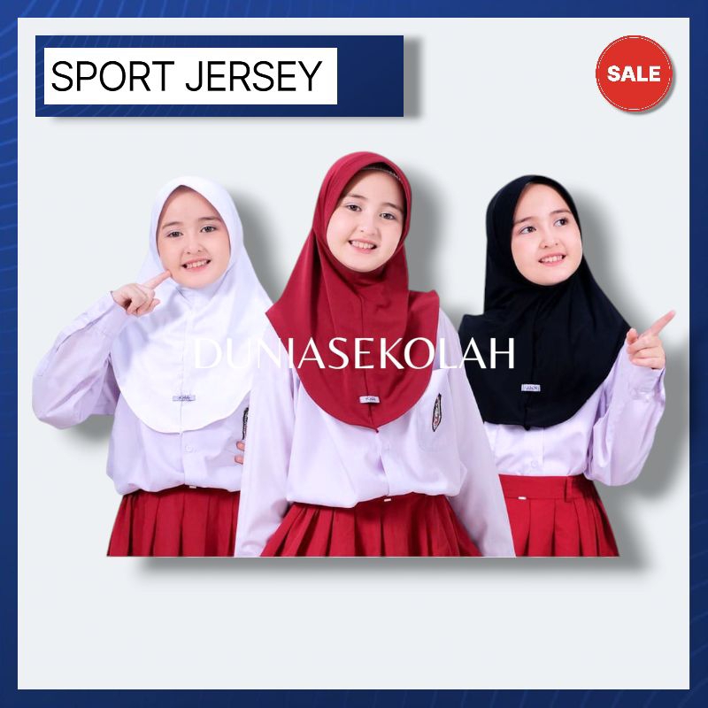 Jilbab Hijab Kerudung Anak Sport Jersey Instan Sekolah Pramuka SD SMP SMA