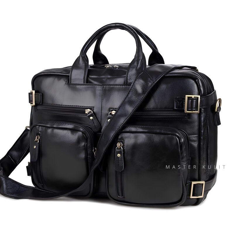 Ransel Kulit Convertible, Tas Bahu Pria, Tas Kerja Kulit Kapasitas Besar