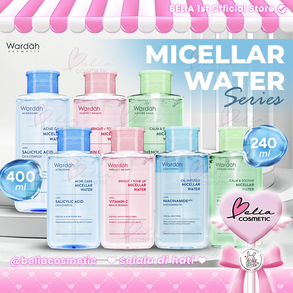❤ BELIA ❤ WARDAH Micellar Water Bigger Pack 240ml 400ml | Perfect Bright | Lightening | Acnederm | N